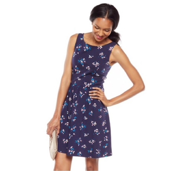 Small Lauren Conrad Navy Blue Butterfly Dress With Bow On Back - Picture 1 of 6